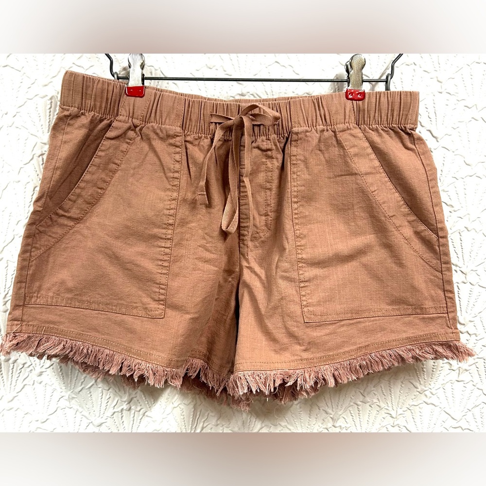 Large Clay Color Linen Cotton Shorts